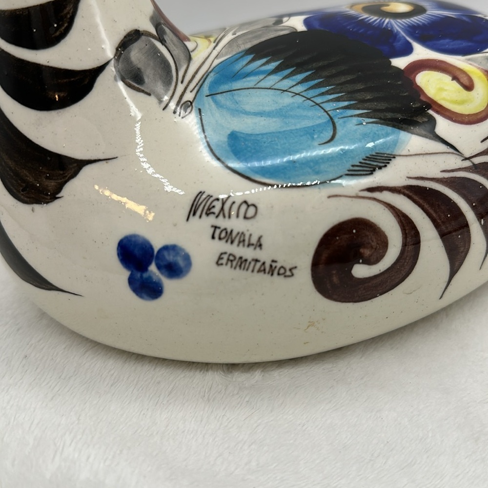 Mexican Folk Art Pottery Large Duck Signed (Mexico Tonala ErmiTanos) - Picture 3 of 7